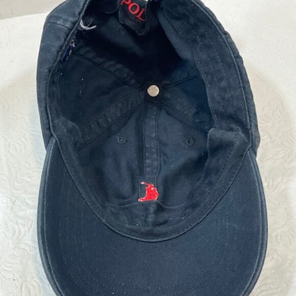 Polo Ralph Lauren Cotton Embroidered Logo Black Baseball Cap Hat Adjustable - Picture 6 of 12